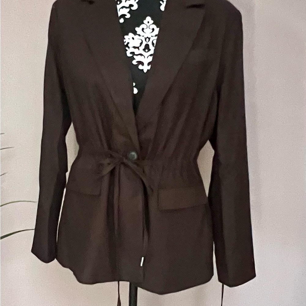 BAGATELLE Chocolate Brown Linen Blend Jacket